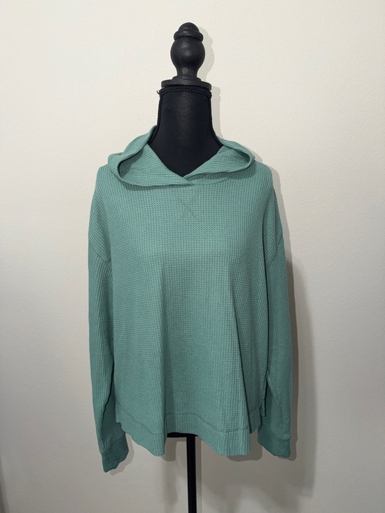 Gap Body Tops - NWT Gap Body Light Teal Hooded Waffle Knit Sweatshirt - Women